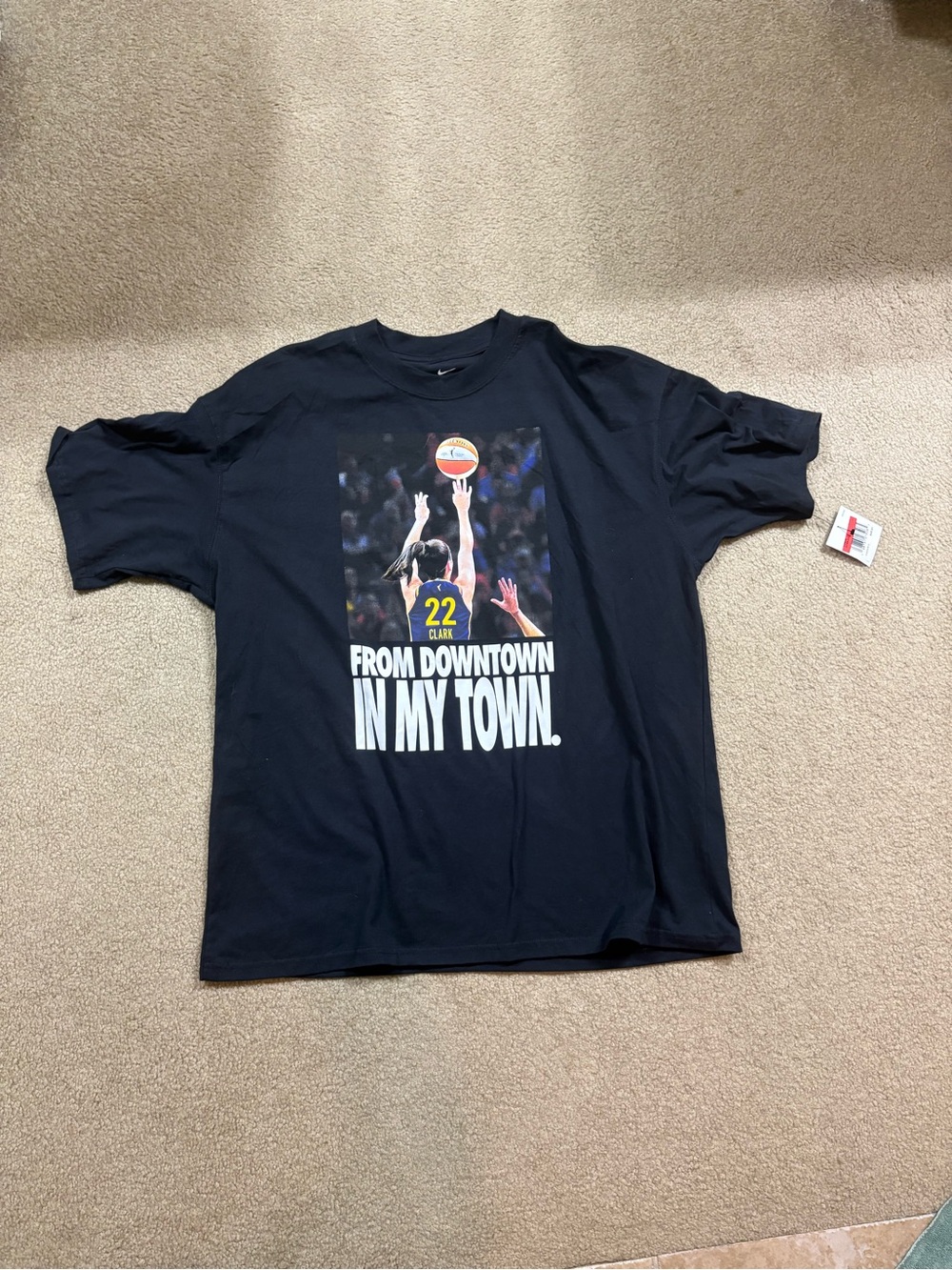 Nike Black Caitlin Clark Basketball Graphic Tee - 'From Downtown In My Town'
